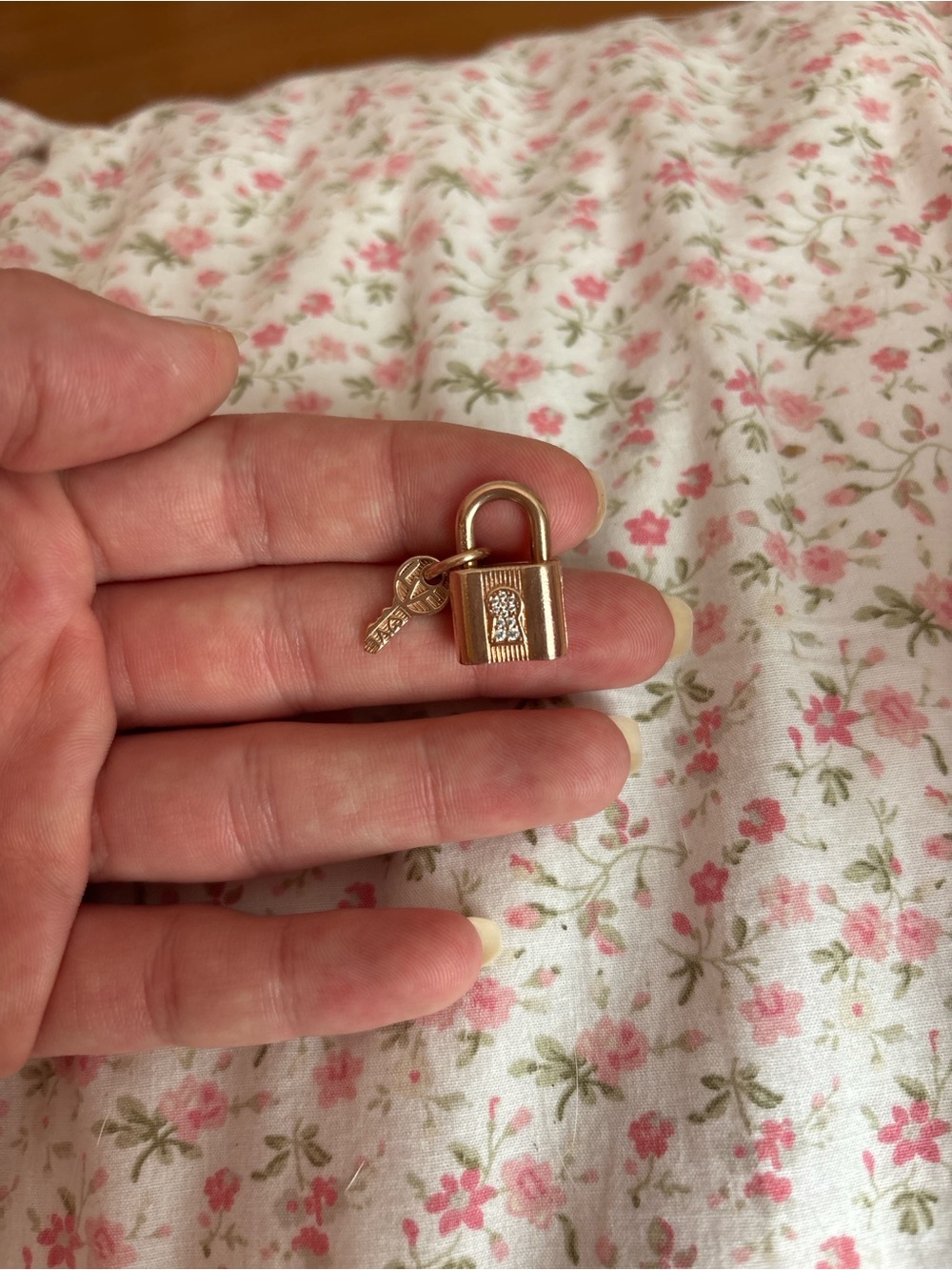 Gold Padlock Charm Pendant with Key - Women's Jewelry